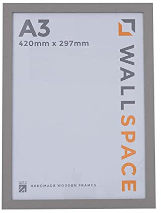 Modern A3 Photo Frame - Grey, Solid Wood, Real Glass - 420 x 297 mm