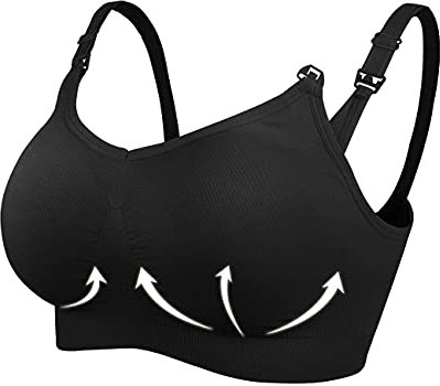 4How Soutien-Gorge Allaitement Maternité Grossesse Brassière sans Armatures S Noir