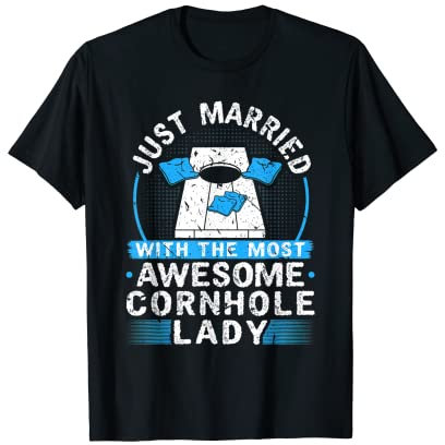 Herren Just Married, Cornhole Wedding Ehe Partner Ehemann T-Shirt