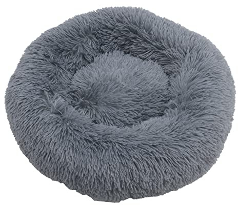 ESTEXO Hundebett Hundekissen Hundekorb Haustierbett Katzenbett Tierbett Plüsch Hundesofa Kissen Dunkelgrau 120x120x24 cm