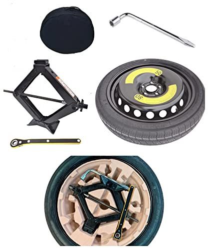 Ersatzrad-Set, 43,2 cm (17 Zoll), kompatibel mit Toyota Yaris Cross, Verso, C-HR, Corolla, Auris Hybrid, Prius+, Suzuki Swace mit Cric, Schlüssel und Tasche