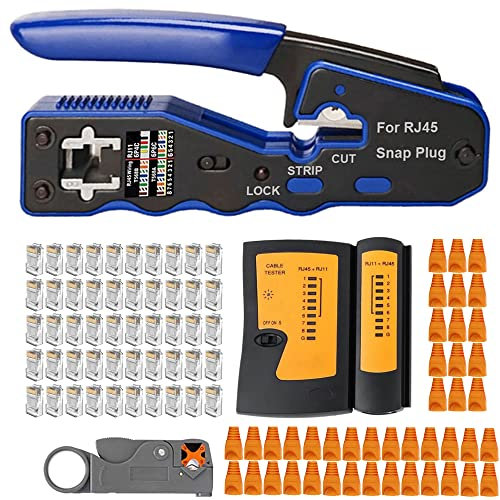 Mayline RJ45 Cat5e Cat6 Netzwerkkabel Netzwerkkabel Tester Crimpwerkzeug für RJ11/RJ12 Netzwerk und Telefonkabel, Crimpzange für Netzwerkkabel 6P/8P (Rot)
