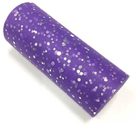Glitzernde Pailletten Tüll Rolle Hochzeitsdekoration Organza Basteln Geburtstag Partyzubehör Stoffspule Tüll Tutu Kleid 25 Yards x 15cm (Tiefe Lila)