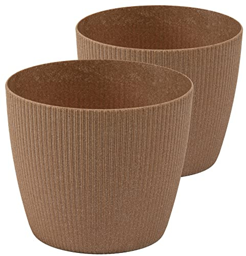 Tymar Blumentopf, 2er-Pack, Runde Form, Übertopf ((2pack) Holz, ø 21 cm)