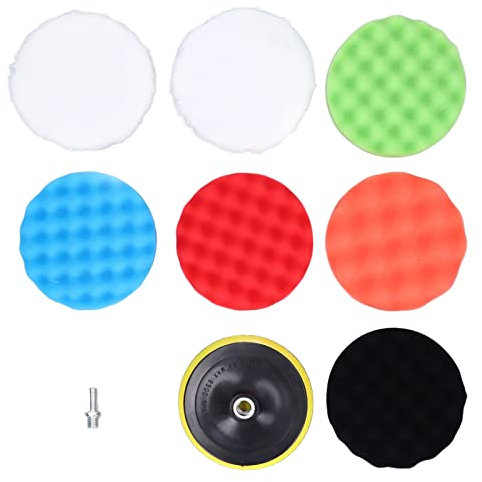 9Pcs Tampone per Lucidatura Tamponi di Spugna per Lucidatura Tamponi per Ceretta Lucidatura 150mm Diametro Set di Strumenti di Pulizia Kit per Auto Barca