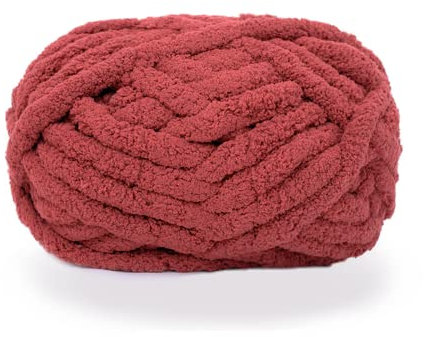 iKneonei 3 x 230 Gramm Dicke Wolle Garn Strickgarn, Super Soft Chenille Chunky Yarn, Wolle Super Bulky für Teppiche, Sofadecken, Decken, Heimdekoration, Armstricken Wolle - Red