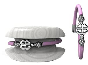 Too Late Bracciale Donna Caucciù con Strass e Charm, Bracciale Macaron Gioiello con Charm Cuore Stella Portafortuna - 100% Made in Italy (strass luck rosa)