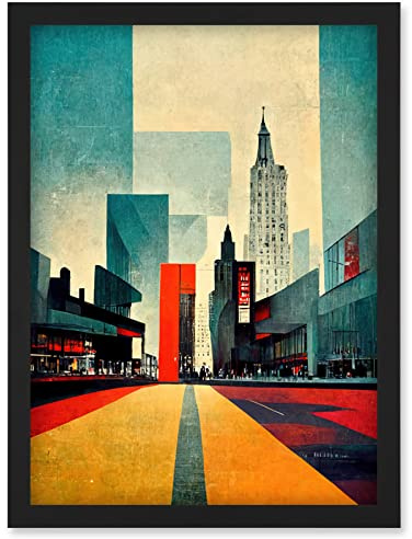 Doppelganger33 LTD Broadway New York City Street Modern Cityscape Artwork Framed Wall Art Print A4