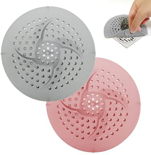 Shower Drain Hair Catchers with Suction Cups, 2pcs Silicone Drain Protector Sink Strainer Protector Shower Drain Covers Hair Catcher silicone sink filters for Bathroom Bathtub Kitchen