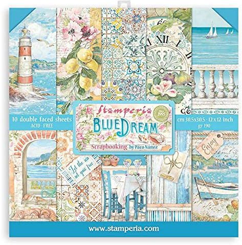 Stamperia SBBL127 Scrapbooking-Block, Motiv: Blue Dream, 0, 12 x 12 inches