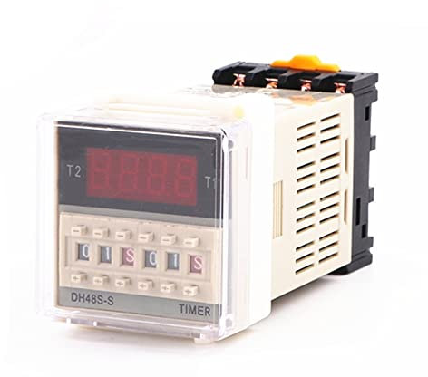 TPUOTI DH48S-S Relais temporisé programmable avec prise de tension 12 V DC24 V AC110 AC220 V 0.1S-9.9S 1S-99S 1M-99M 0.1H-99H (Taille : AC220 V)
