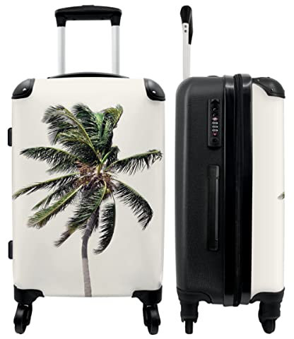 NoBoringSuitcases.com® Koffer groß Trolley Rollkoffer Reisekoffer mit 4 Rollen Fotokoffer - Palme - Grün - Natur - Blätter - 67x43x25cm - 90 Liter