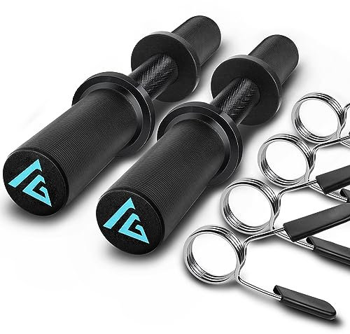 16 Dumbbell Bar, Olympic Dumbbell Handle for 2-inch Olympic Weight Plates, Loadable Dumbbells for Home Gym Strength Training, 2 Pair of Spring Collars Included