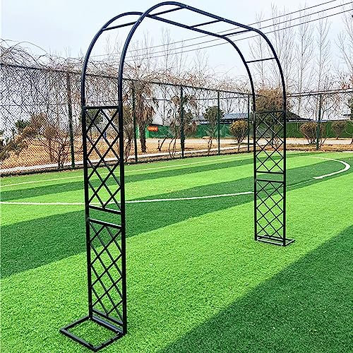 ARtsim Rosenbogen Metall Rankhilfe Torbogen Rankgitter Rankbogen Gartenbogen für Kletterpflanzen Eisen Spalier 140cm 180cm 280cm 350cm 370cm breit (Color : Schwarz, Size : 370cm x 250cm)