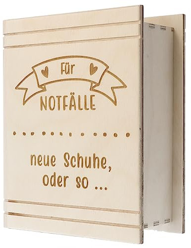 Spruchreif | Spardose in Buchform mit Gravur | Holz-Sparbüchse | Geldgeschenk | Lustige Geschenkidee für Frauen