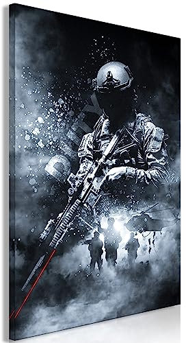 murando - Wandbilder Soldat 30x45 cm 1 tlg - Wand Deko Leinwand Bilder Groß Wanddeko Wohnzimmer Schlafzimmer Kunstdruck Armee Heer Hubschrauber Aufschrift Duty Computerspiel