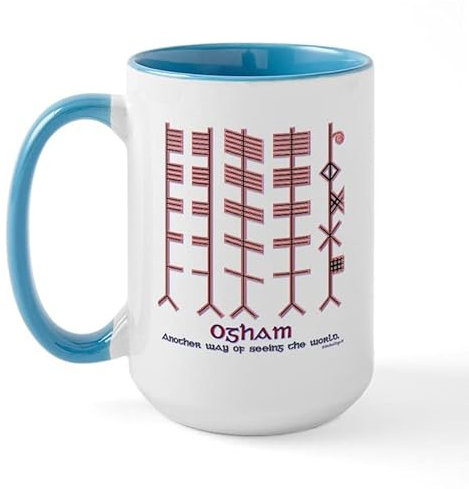 BAAROO The Ogham Alphabet Large Mug Ceramic Coffee Mug, Tea Cup 15 oz