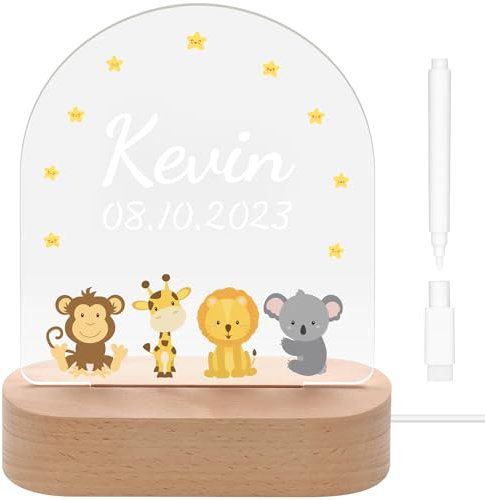 oGoDeal Nachtlicht Baby Stilllicht Lampe, Personalisierte Geschenke Nachtlicht Kinder Babylicht Taufgeschenke Jungen Neugeborenen Geschenk, Geschenke zur Baby Junge Mädchen