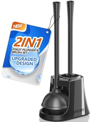 LOVLOY WC-Saugglocke und Bürste, Schüsselbürste und robuster WC-Saugglocken-Set mit belüftetem Halter, 2-in-1 WC-Bürste und Kolben-Kombination für die Badezimmerreinigung (schwarz, 1)