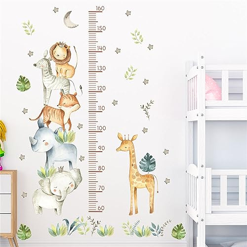 Wandtattoo Kinderzimmer, Kinder Höhe Diagramm Wandaufkleber, Messlatte Kind Waldtiere Giraffe Wandsticker, Skala misst 60-160cm, Geschenke für Jungen & Mädchen (Waldtiere-B)