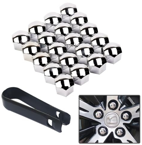 senvenelec Lot de 20 cache-écrous universels en plastique de 19 mm pour voiture - Livré avec un crochet extensible en 1 pièce.