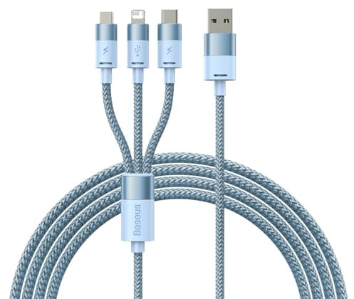 Baseus Câble USB 3 en 1 StarSpeed, USB-C + Micro + Lightning 3,5A, 1.2m - Bleu