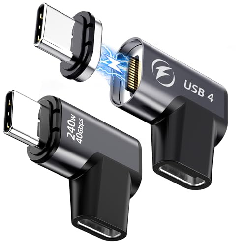 DuHeSin 240W USB C Magnetisch Adapter (2 Stück) rechtwinklig, 24-polig, mit USB4, 40 Gbit/s, 8K, 60 Hz, für iPhone 15-Serie, Thunderbolt 3/4, MacBook Pro/Air und weitere Typ-C-Geräte