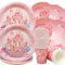 Doyomtoy Vajilla Fiesta de Princesas,72 Piezas Vajilla Castillo de Princesas Rosa,Fiesta de Cumpleaños de Niñas Rosa,Platos de Papel para Cumpleaños de Princesas,Vasos,Servilletas (24 Invitados)