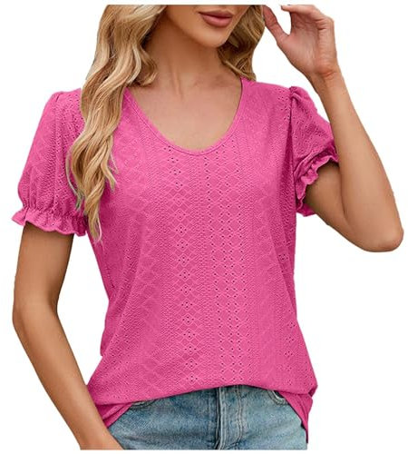 Magliette Cotone Donna Polo Lunga Donna Maglie Manica Lunga Blusa Nera Maniche Lunghe Camicetta con Rouches Bluse per Capodanno Maglietta A Girocollo Camicette E Bluse Eleganti Blusa Nera E Fucsia