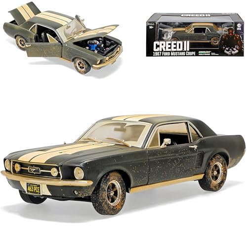 alles-meine.de GmbH Ford Mustang Shelby GT500 1967 I 2. Generation Coupe matt Schwarz Wetter Version Creed II Rockys Legacy 1/18 Greenlight Modell Auto mit individiuellem Wunschk..