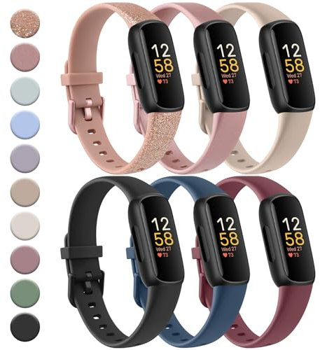 Meliya 6Pack Straps Compatible with Fitbit Inspire 3 for Women Girl Kids, Adjustable Soft Silicone Sport Replacement Wristband for Fitbit Inspire 3 Tracker Straps