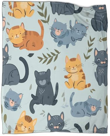 DCABEIOOE Cartoon Kat 3D Bedruckte Decke Flanell Decke Weich Plüsch