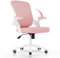 naspaluro Ergonomischer Bürostuhl, Schreibtischstuhl mit klappbaren Armlehnen, höhenverstellbar, Neigefunktion, atmungsaktive Rückenlehne, Drehstuhl 360°, weiß-rosa