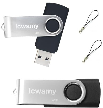 lcwamy 4GB USB Flash Drive 2 Pack Bulk Swivel USB Flash Drives Thumb Drive 2 Pack USB2.0 Flash Drive 4GB Twister USB Drive USB Stick