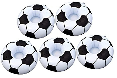 Alasum 5 Stück Aufblasbare Fußball Getränkehalter Für Pool Und Strand PVC Material Stabil Für Partys Schwimmender Becherhalter