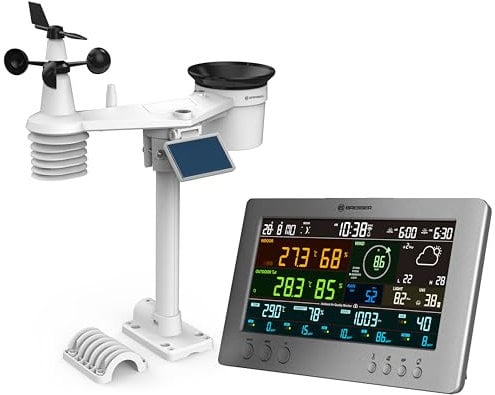 Bresser Stazione Meteo Smart Tuya Pro con Sensore 7-in-1, Monitor di Qualità dell'Aria, Solare e Controllo App, Previsioni a 6 Giorni