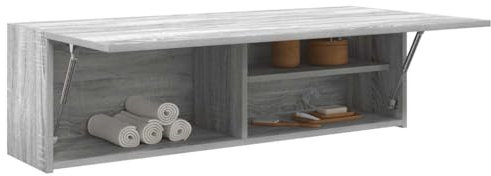 Gecheer Bad-Wandschrank Hängeschrank Badschrank Küchenschrank Medizinschrank Badmöbel Grau Sonoma 100x25x30 cm Holzwerkstoff