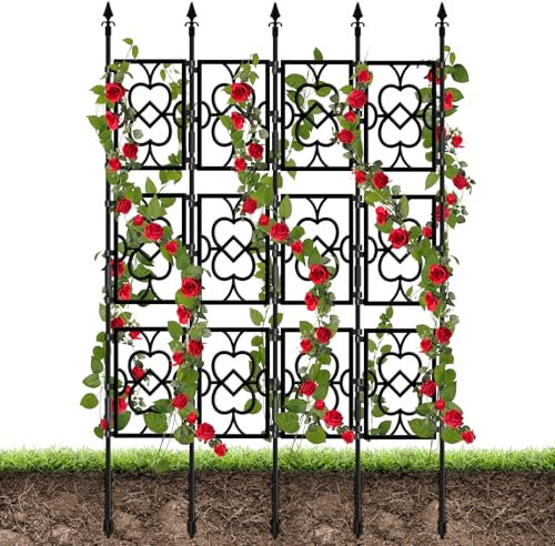 Kalolary - Juego de 4 enrejados de jardín para plantas trepadoras, marco de plástico de 5.5 pies para plantas en maceta, resistente al óxido, soporte de enrejado de pepino grueso para vides, flores,
