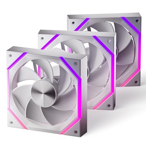 AsiaHorse Nyota Ventilateur PC 120MM ARGB Reverse [Lot de 3] [HDB] Ventilateur RGB 2000 RPM/61.5 CFM/2,16 MMH2O 5V 3PIN ARGB et ventilateur PWM 4PIN durée de vie de 50000H