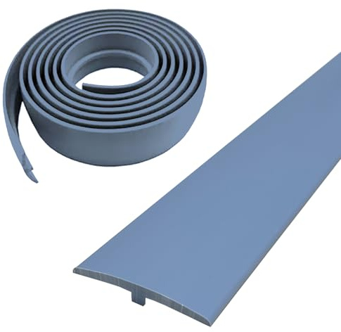 Übergangsprofil Selbstklebend, Breite 50 mm Selbstklebendes PVC-Übergangsstreifen-T-Formteil, Flexible T-Form-Übergangsstreifen für Laminat/MDF und Holzböden (Grau, 3 m)