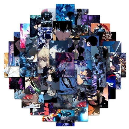 Solo Aufkleber 60Pcs Graffiti Abziehbild Anime Charaktere Figur Notizbuch DIY Aufkleber Jinwoo Sung Cartoon Aufkleber für Tablets Becher Skateboard Gepäck Auto Fahrrad Helme Dekorative Aufkleber