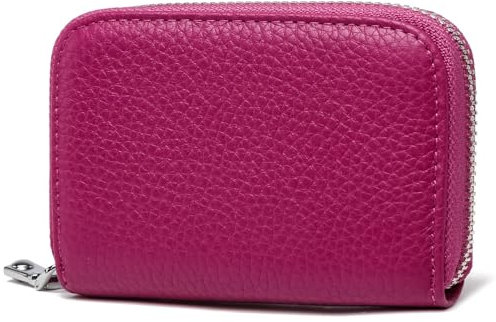 FOMAX Kreditkartenetui aus Echtleder für 20 Karten, Damen und Herren Kartenetui aus echtem Leder mit leichtgängigem Reißverschluss, Elegantes Design