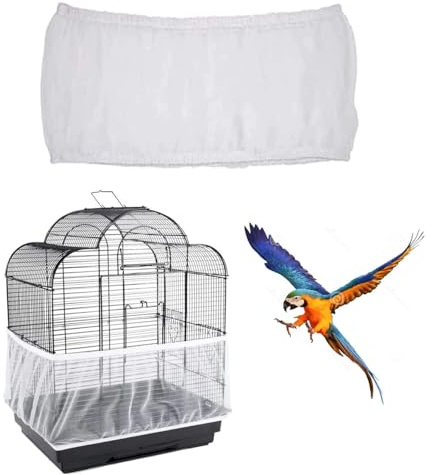 DreamAug Abdeckung für Vogelkäfig, dehnbar, geeignet für 150 cm - 200 cm, Wellensittichkäfig-Abdeckung, Vogelkäfig-Samenfänger, Weiß