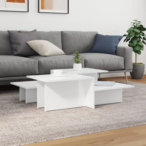 Lauuoeriau Home & Garden,Furniture-Coffee Tables 2 pcs High Gloss White Engineered Wood