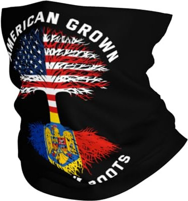 Half Face Schal Amerikanisch Gewachsen Mit Rumänischen Wurzeln Rumänien Flagge Kopfbedeckung Stirnband Wind Staub Beweis Kopftuch Für Yoga, Jagd, Klettern