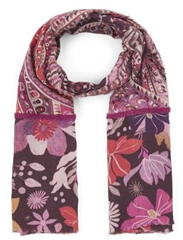 CODELLO Schal mit Blumenmuster, Fransen-Detail, Lila und Pink, Paisley-Design