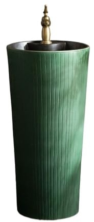 Klassisch Vintage Standwaschbecken mit Wasserhahn und Abfluss-Set, Keramik-Badezimmer-Waschtisch Praktisch