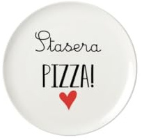 Generico Piatto pizza in ceramica 32 cm con scritta stasera pizza