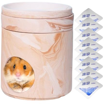 Mxshc Hamsterhaus,Isoliertes Chinchilla Nest Mit Kälteschutz - Tierpflege Zubehör Mit 8 Kühlpads Kühlhaus Zur Ruhe Versteck Nest Reise Für Nager Chinchilla Maus Hamster Innen Außen