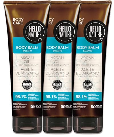 P-Beauty Naturkosmetik Körperbalsam mit Arganöl & Macadamiaöl, Bio, Vegan - Körperlotion für intensive Feuchtigkeitspflege für trockene Haut - ohne Silikone & Parabene, schnell einziehend - (3x250ml)